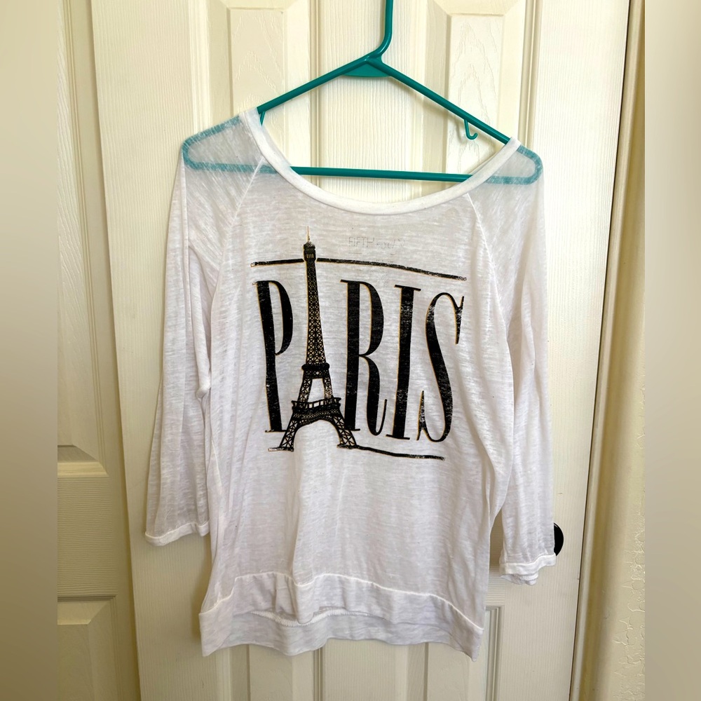 Fifth Sun Black and White Graphic Sweatshirt 3/4 Sleeve